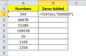 how to add zero in excel cell