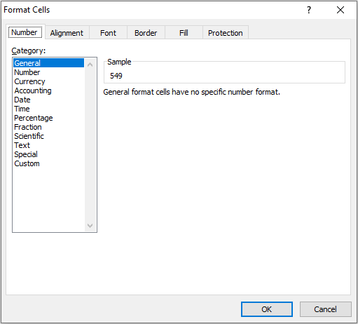 Format Cells Dialog Box