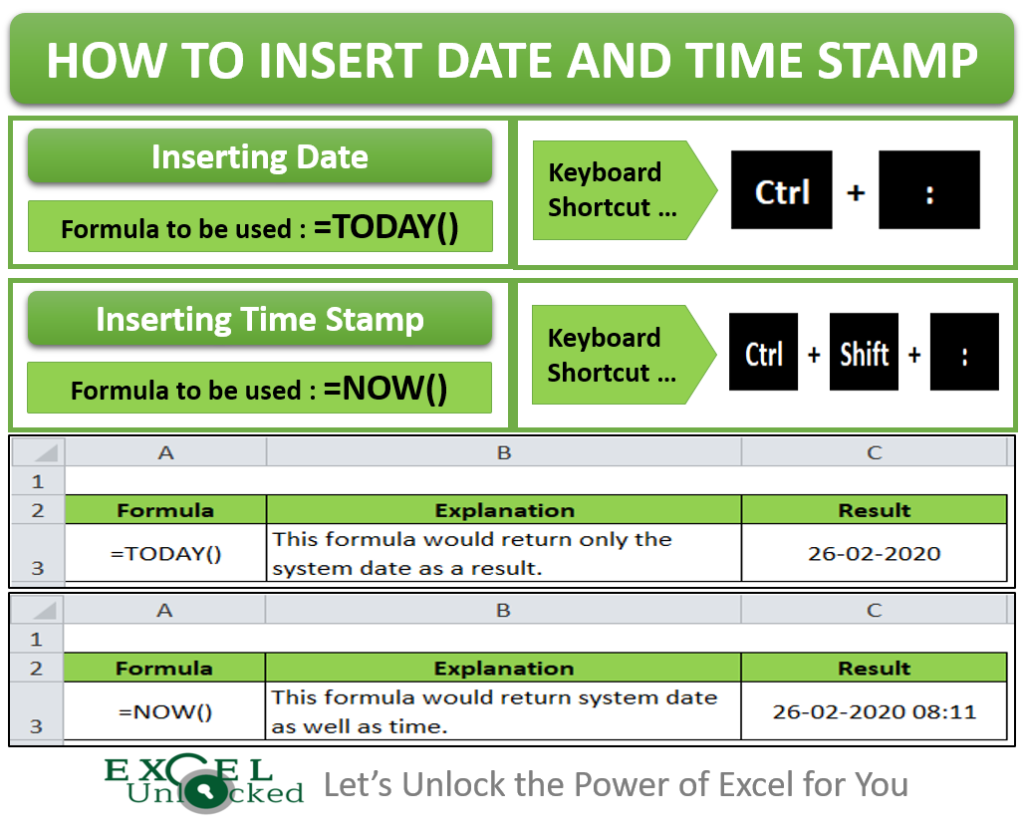 how to insert current date in excel