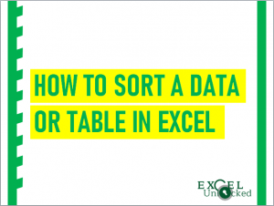 How to Sort Data or Table in Excel