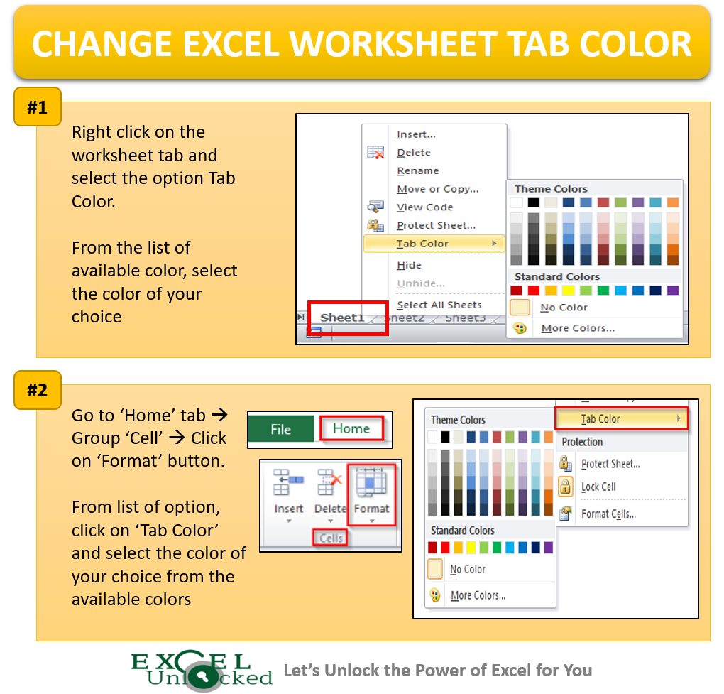 How to Change Tab Color in Excel - Excel Unlocked