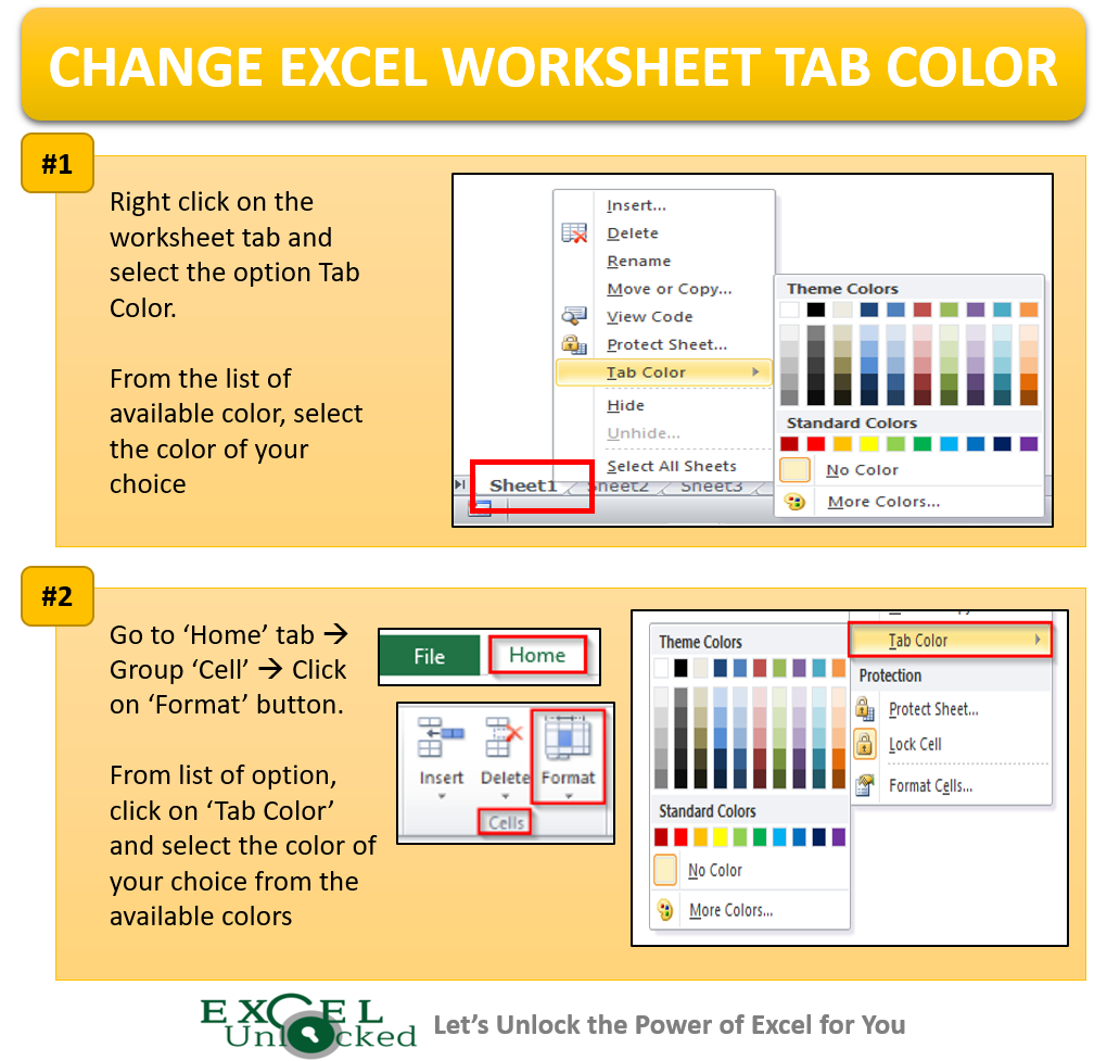 How to Change Tab Color in Excel Excel Unlocked