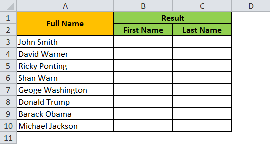 Sample Data - Separate First and Last name