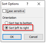 Sort Options - Sort Left To Right