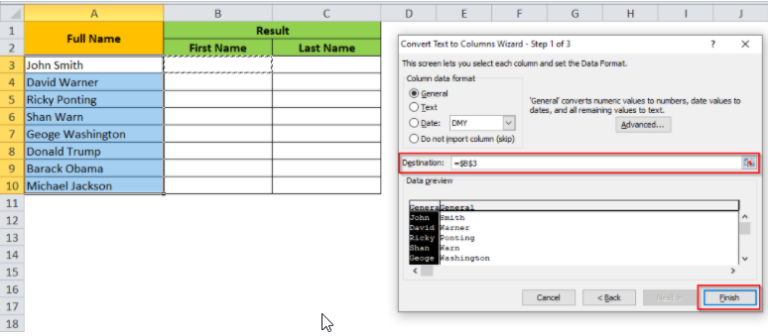 How to Separate First and Last Name from Full Name - Excel Unlocked