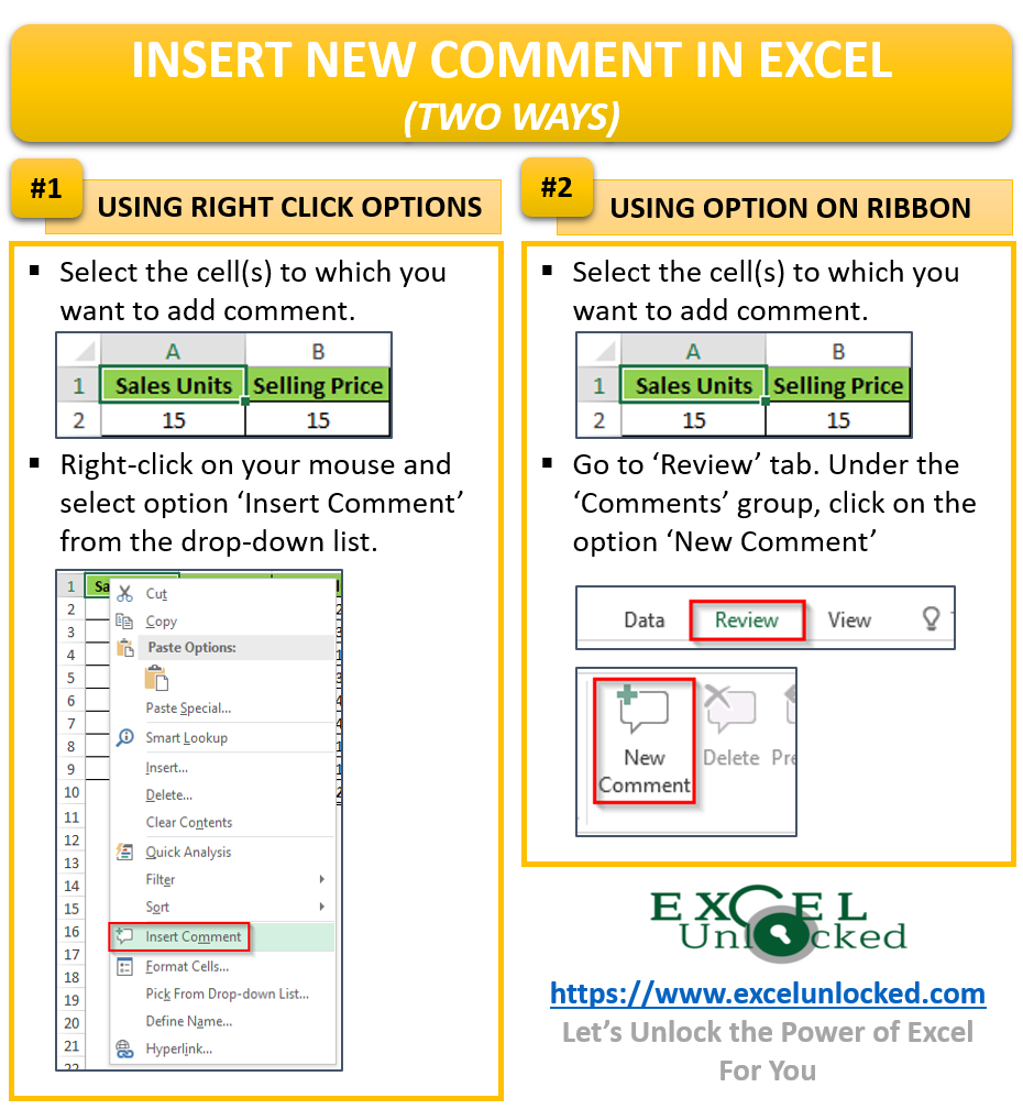 How To Add And Delete A Comment In Excel Excel Unlocked