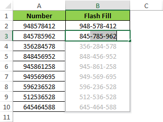 Changing Cell Format Using Flash Fill
