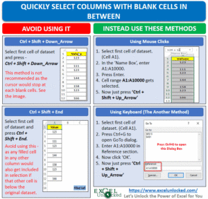 Quickly Select Columns with Blank Cells Between