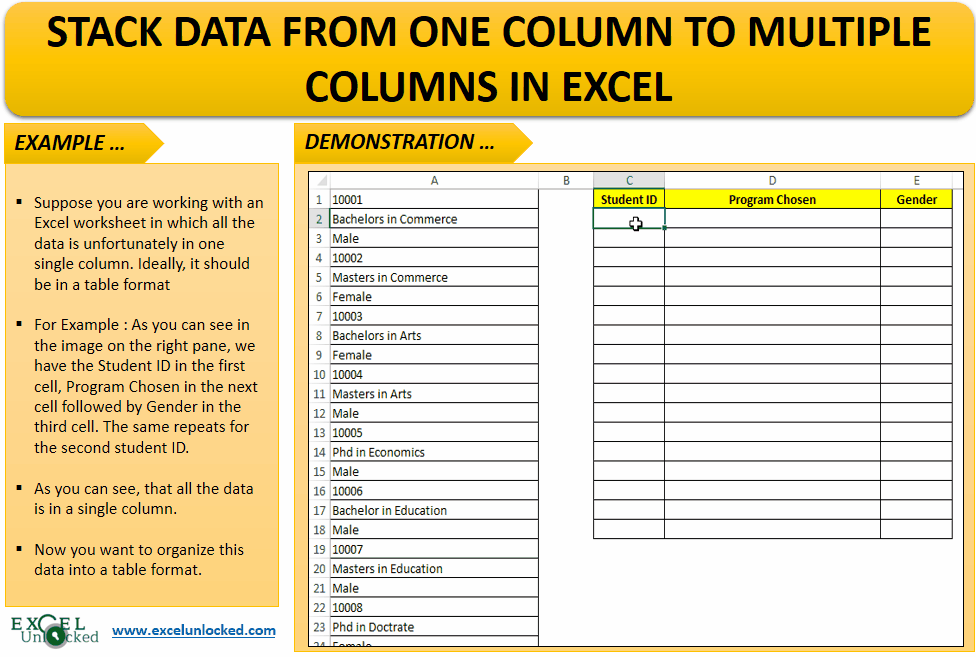 Stack Data from One Column into Multiple Columns