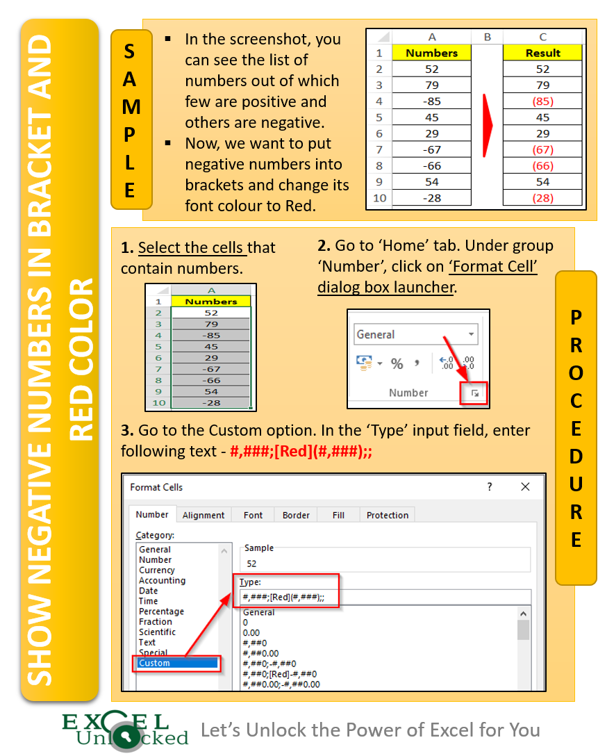 Show Negative Numbers In Bracket And In Red Color Excel Unlocked