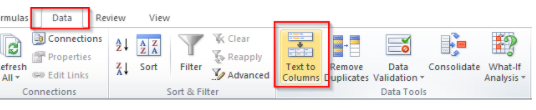 Text To Column - Navigation Path