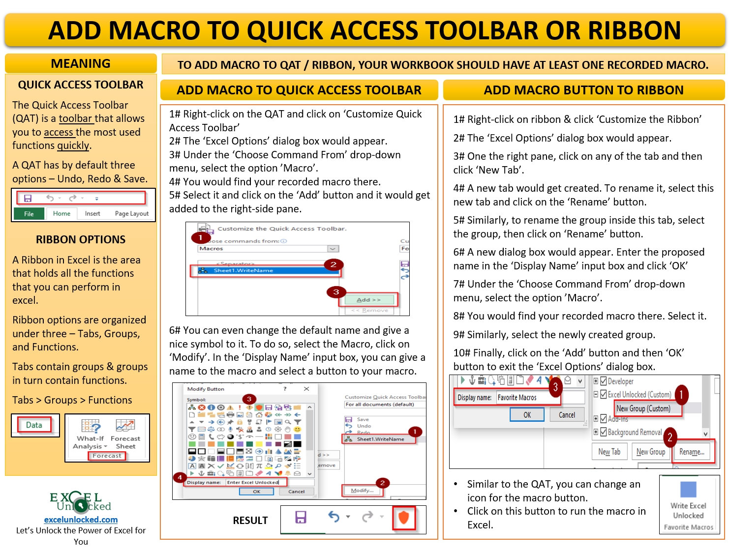 Add Macro to Quick Access Toolbar and Ribbon - Excel Unlocked