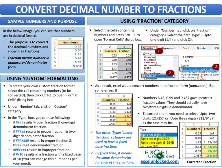 how to convert decimal number to fraction in excel