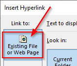 Existing File or Web Page Option