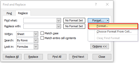 Find What - Format