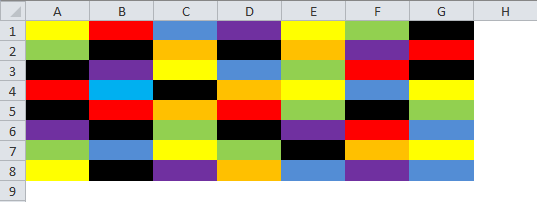 Find and Replace Cell Color - Sample Data