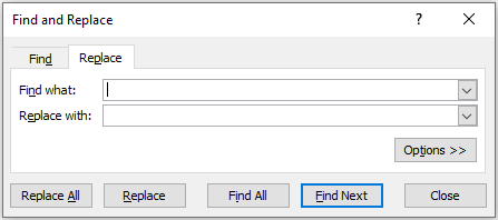 Find and Replace Dialog Box