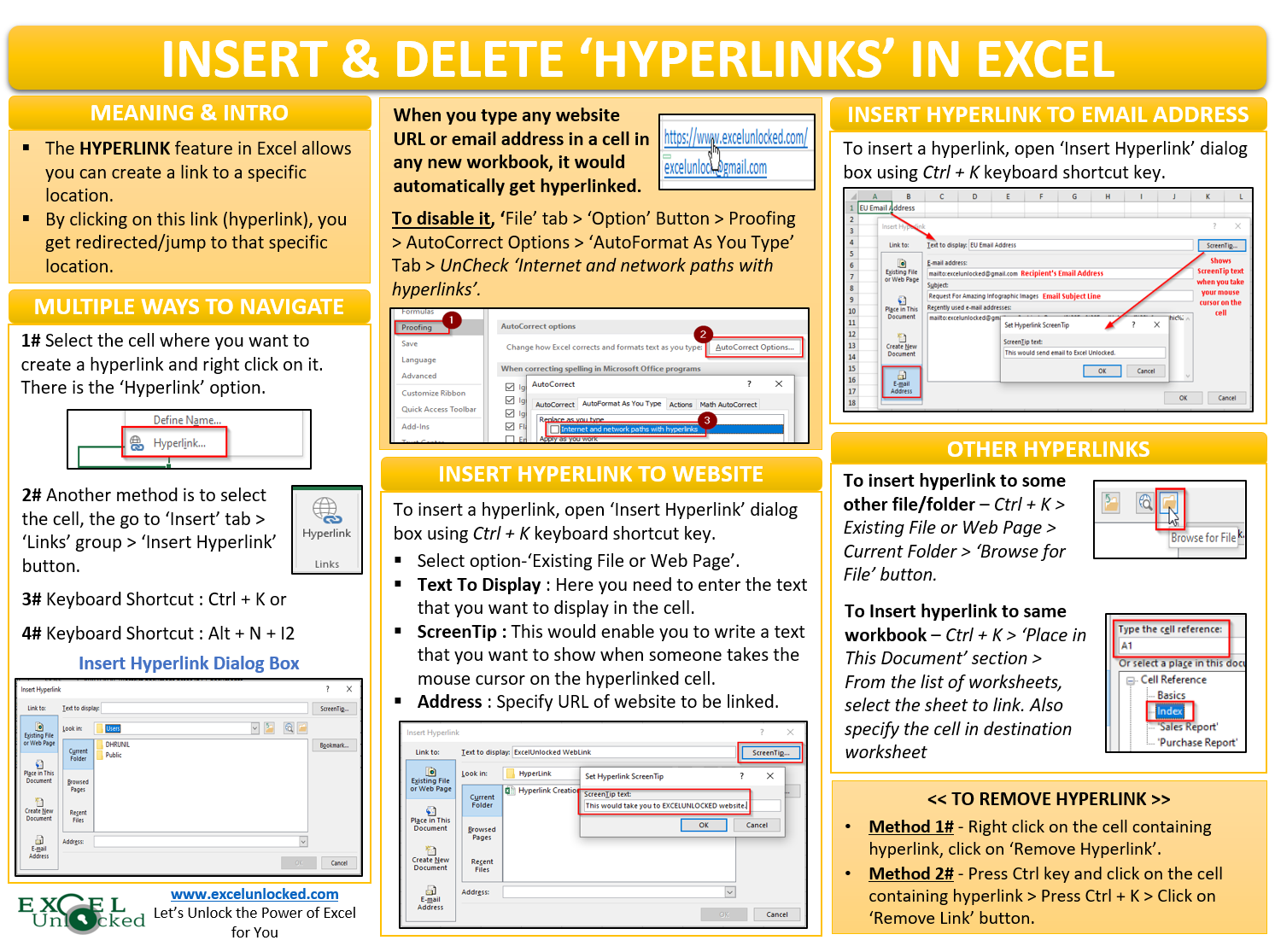 Insert Hyperlinks in Excel