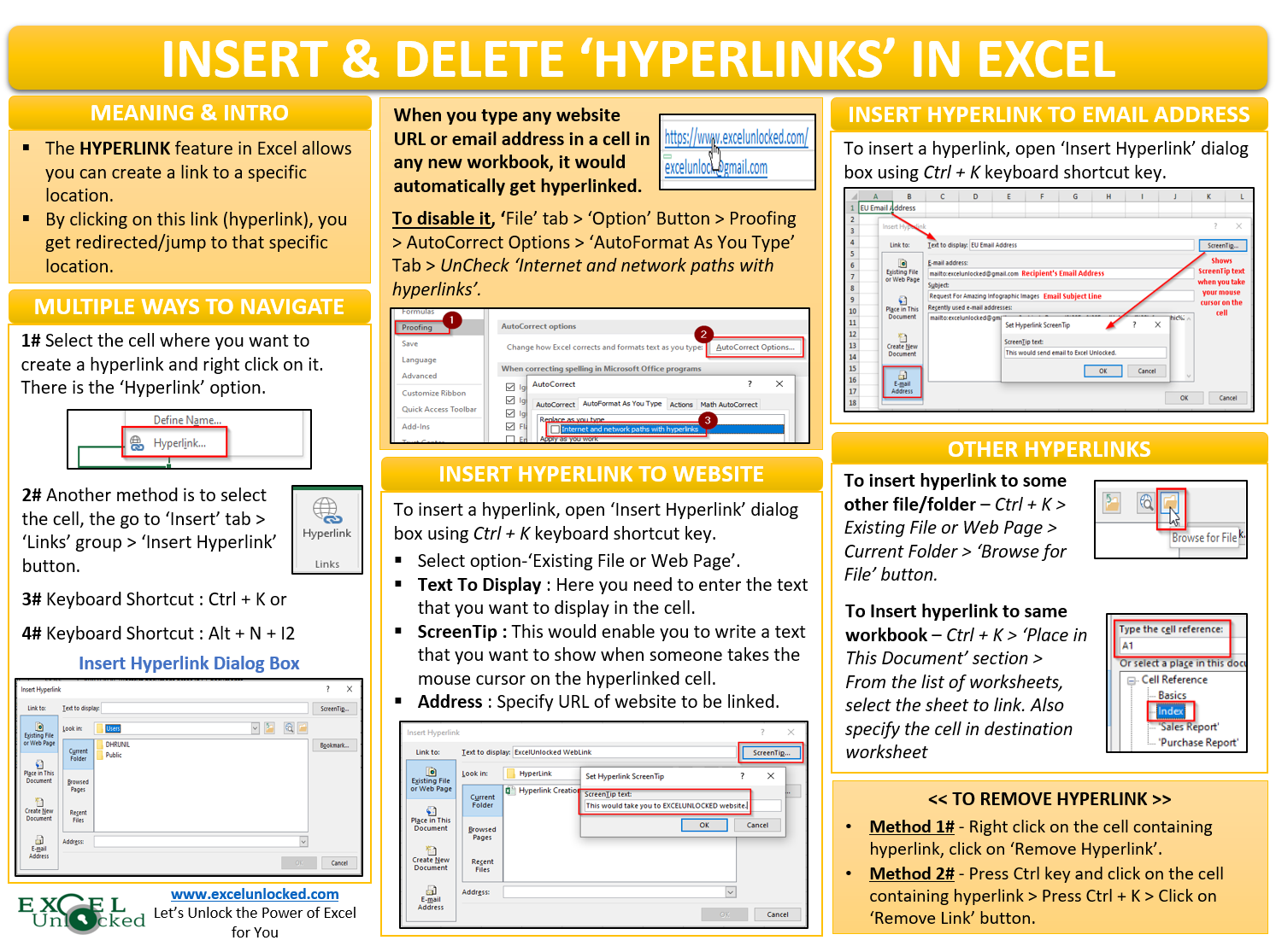 creating hyperlinks in excel tab