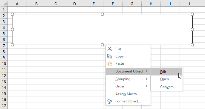 Edit Embedded Excel Object