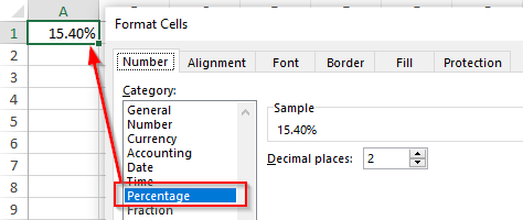 Format Cells Percentage Category