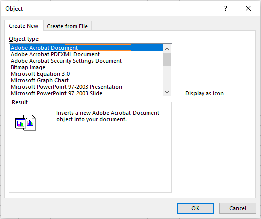 Object Dialog Box Excel
