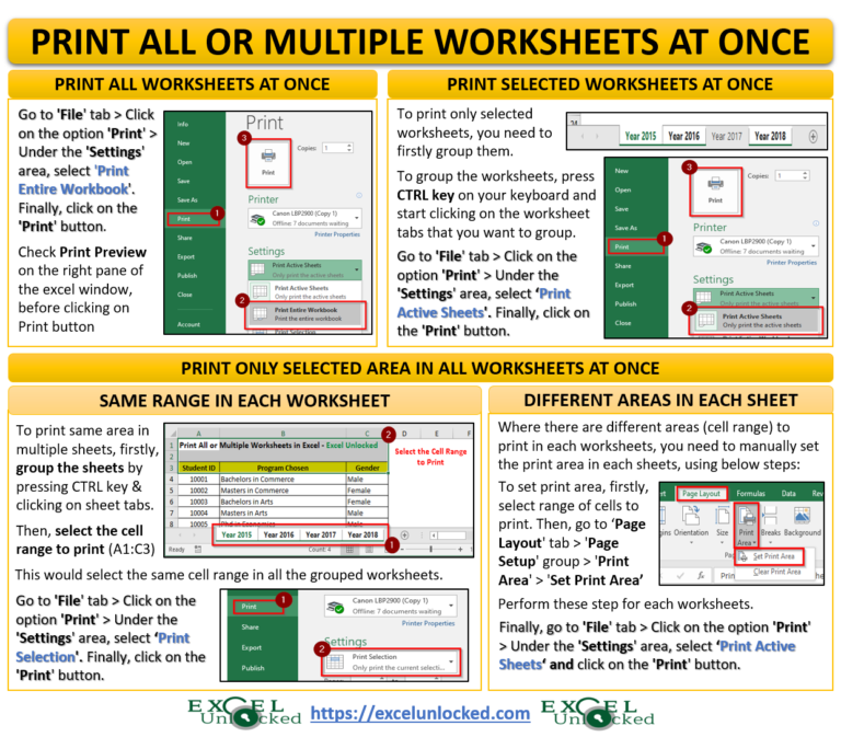  How To Print All Or Multiple Worksheets In Excel Excel Unlocked