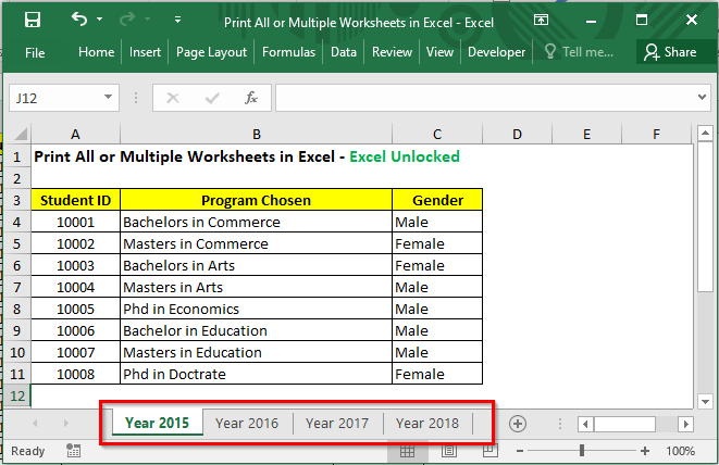 how to print all or multiple worksheets in excel excel