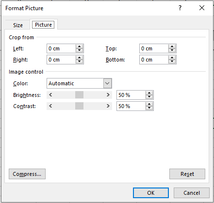 Format Picture Dialog Box