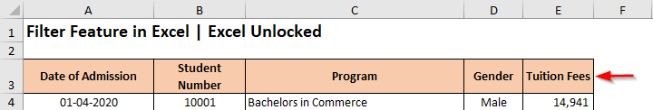 Header Row in Data Set