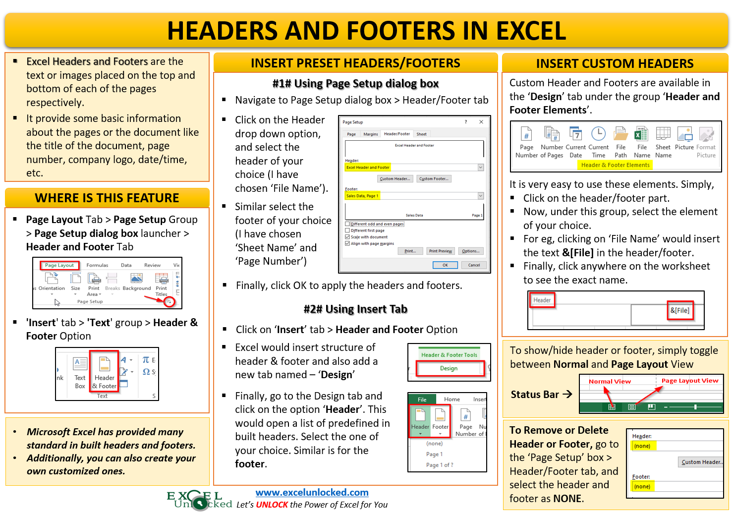 Excel Header and Footer - Add, Change, Customize - Excel Unlocked