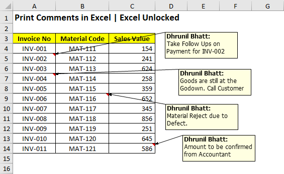 Printing Comments In Excel Quick Guide Excel Unlocked 7027