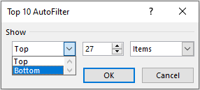 Top 10 AutoFilter Dialog Box