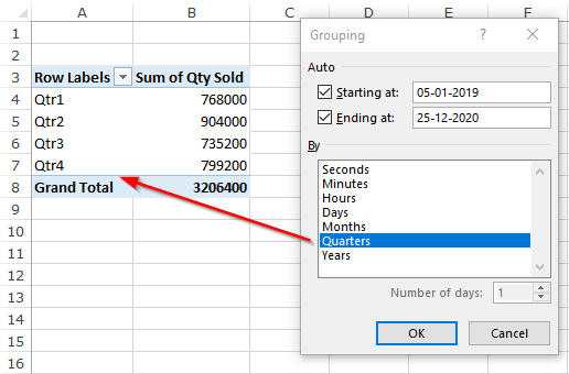 Pivot Table Group Dates By Years Months Etc Excel Unlocked 