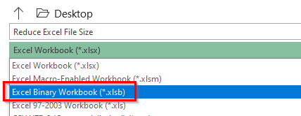 Save As - Excel Binary Format xlsb