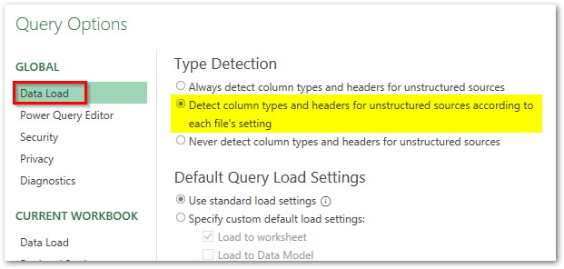 Automatic Data Types and Headers Detection