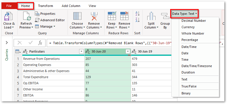 Change Power Query Data Types #4