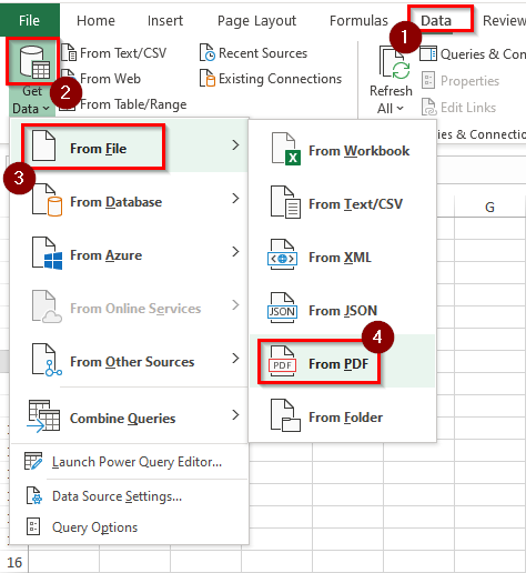 how to get pdf file information to excel