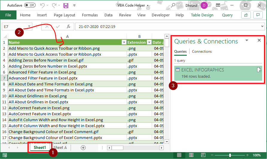 Power Query Result