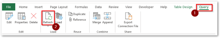 Refresh Power Query