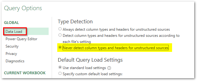 Turn Off Automatic Data Type Detection