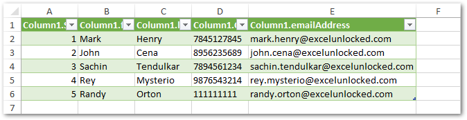 import data from json to excel