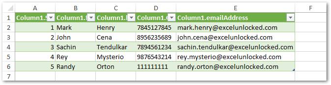 importing json data into excel