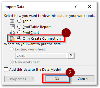 Only Create Connections Import Data