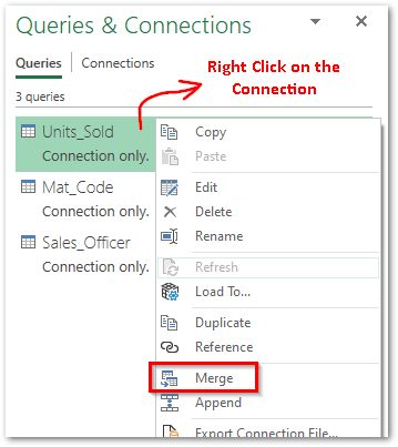 Right Click Connections to Merge