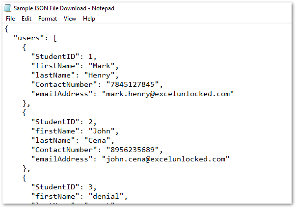 json data creator