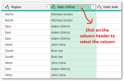 Selecting Column to Split Cells