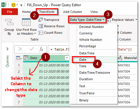 Using Fill Down or Fill Up in Excel Power Query - Excel Unlocked