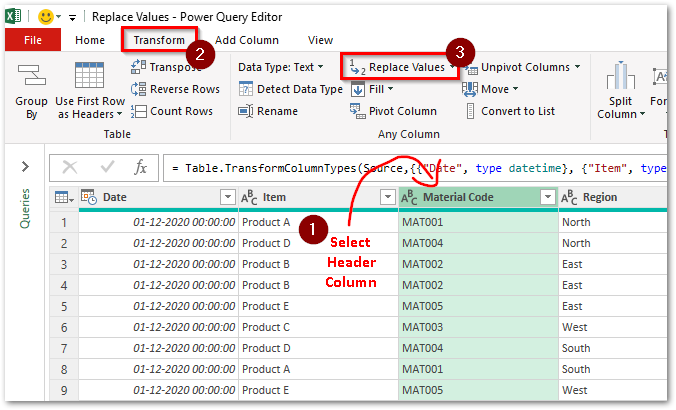 Power Query Replace Values In Row