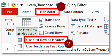 Use First Row As Headers in Power Query Excel